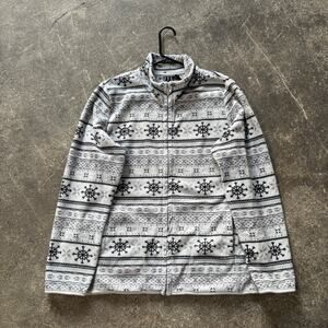 Jason Maxwell Fleece Jacket Womens L Gray Snowflake Christmas Winter Full Zip